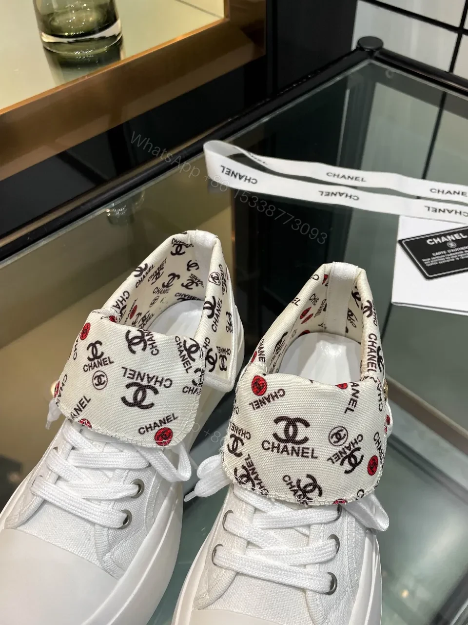 View 7 of White + Leather + High-Top + Signature Cuff Print + Sneakers