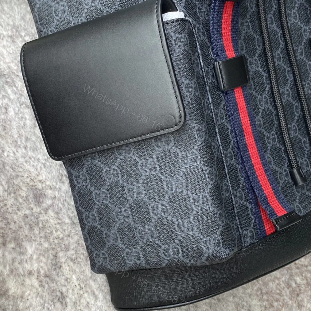 View 5 of Gucci Soft GG Supreme Black Backpack with Blue & Red Web 42cm 495563 K9R8X 1071