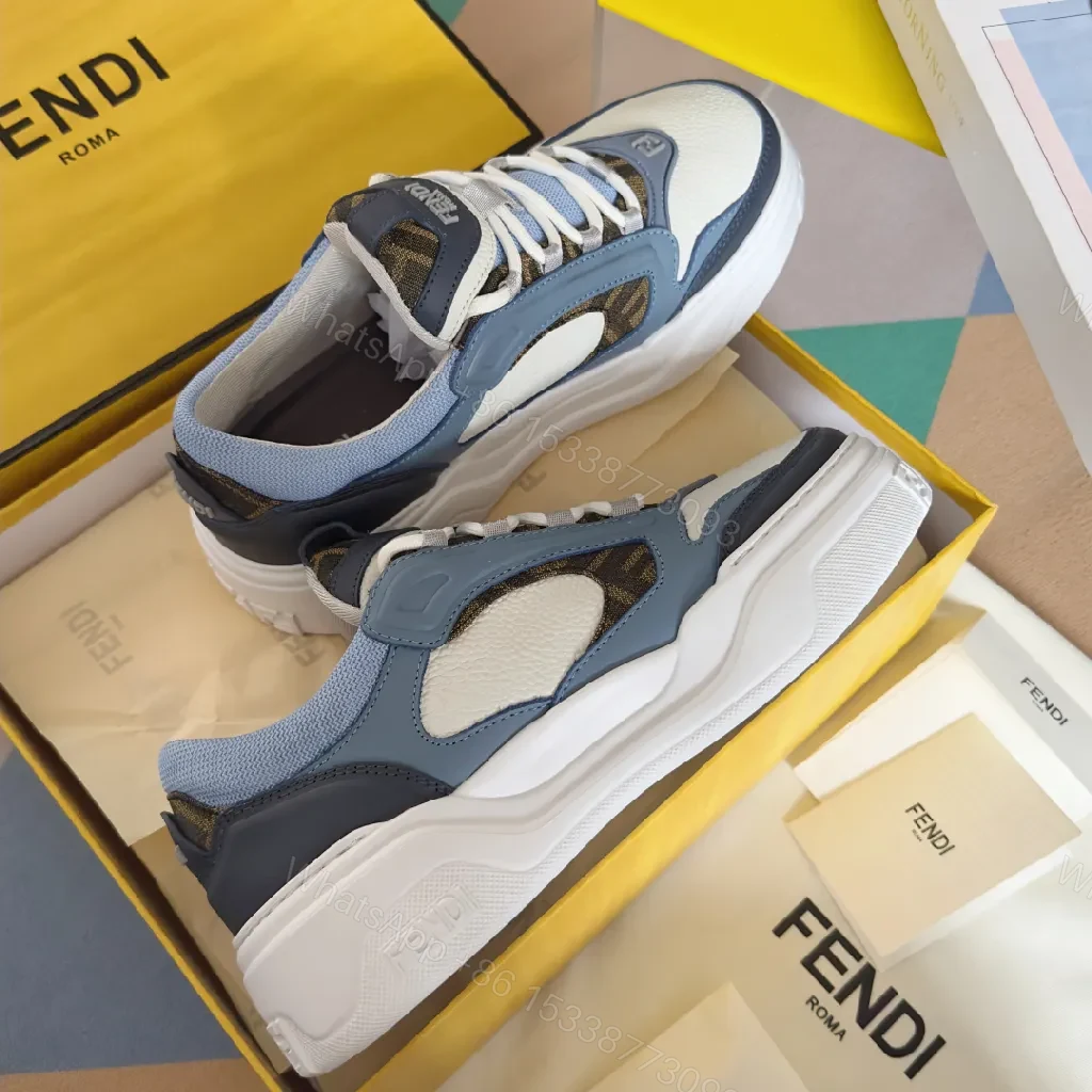 View 3 of Textured Denim-Blend Leather Street Sneakers, All-Day Comfort