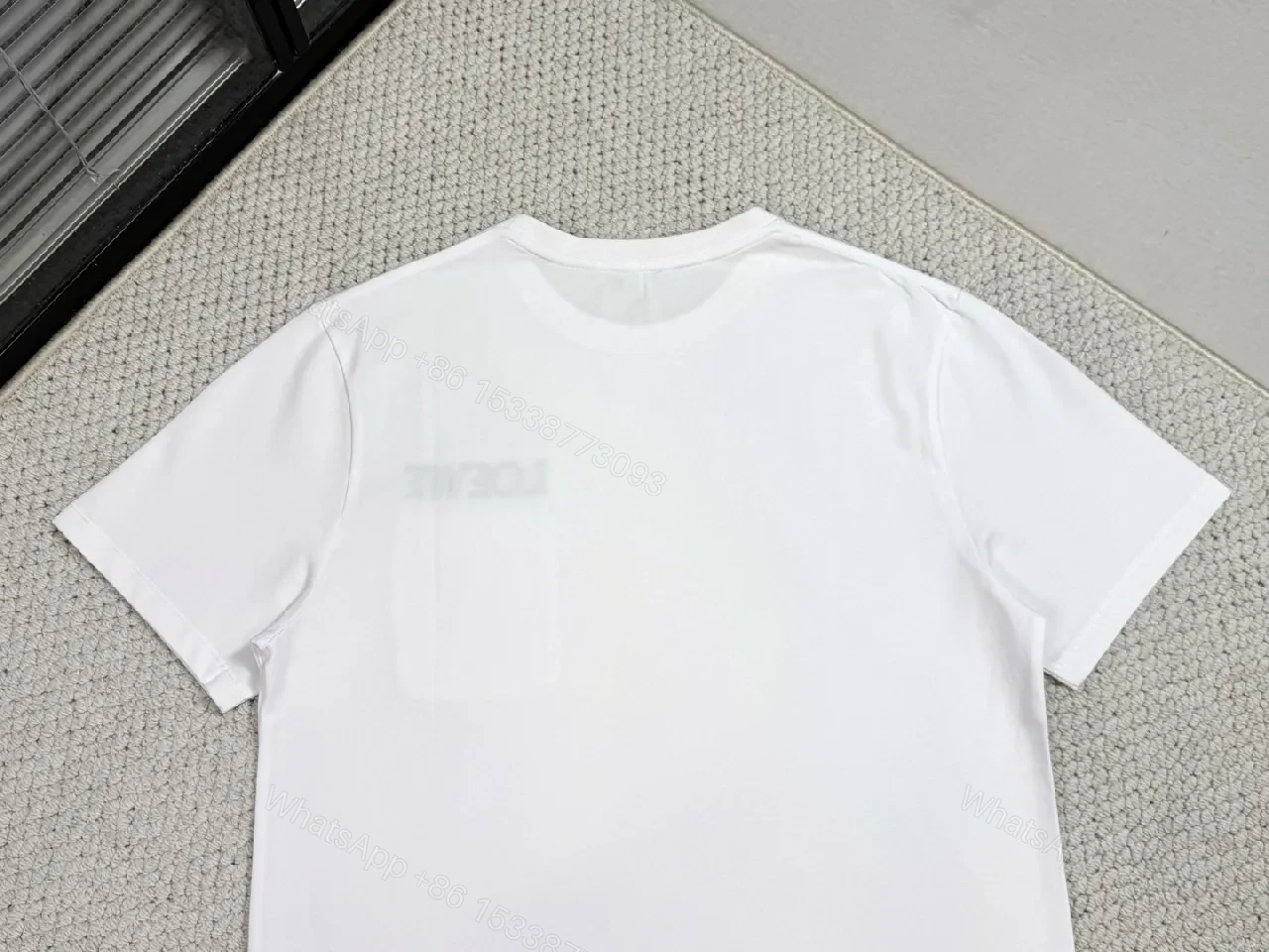 View 4 of White Cotton Pocket Tee with Subtle LOEWE Logo, Classic Fit