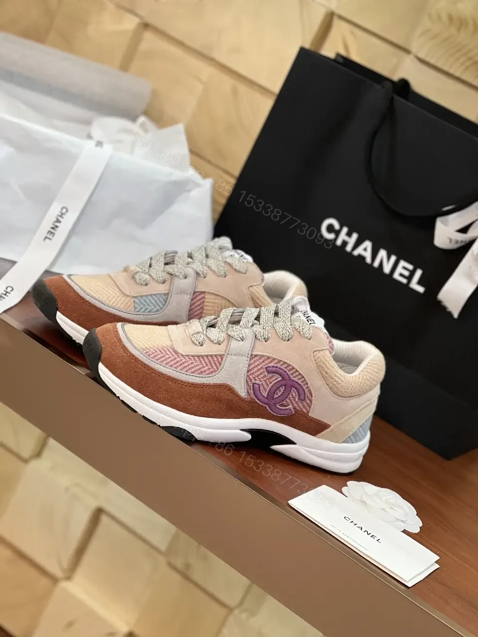 View 8 of Colorful Suede Mesh Platform Sneakers with Luxe Details