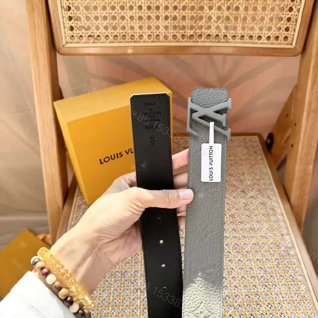 View 3 of Grey Leather Belt: Textured, Subtle Luxe Hardware Belt
