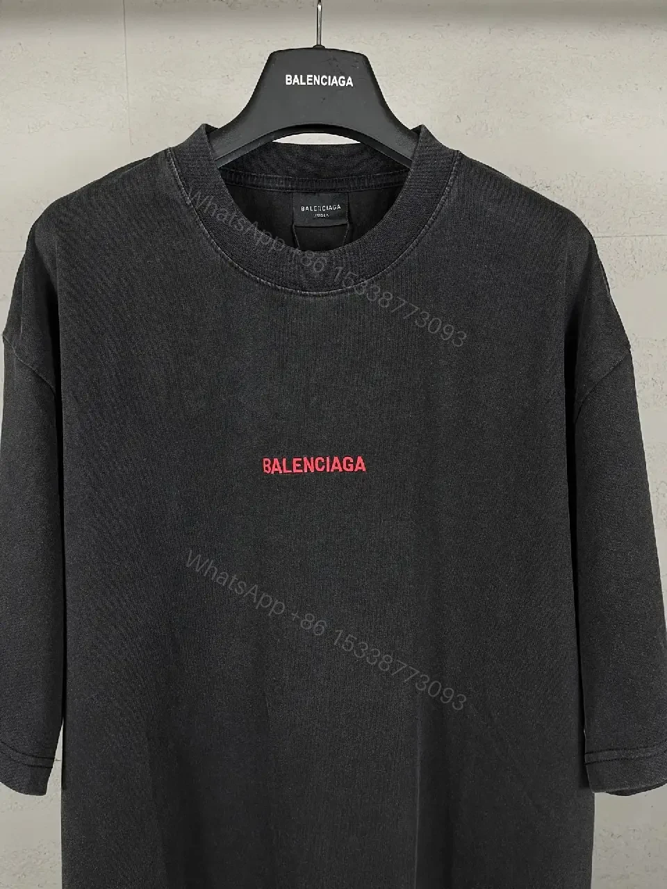 View 6 of Oversized Black Tee Dress with Subtle Red Logo, Modern Couture Edge