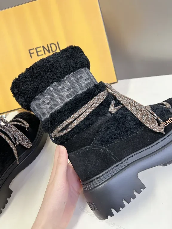 View 2 of Statement Knit Boots: Luxe Fendi-Inspired High-Tops with Plush Warmth