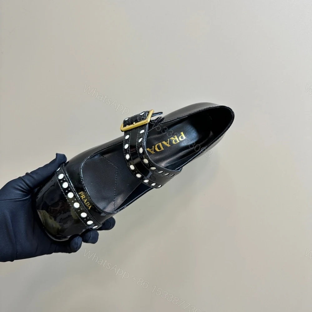 View 8 of 高仿Prada*Patent系列1I816N粗跟瑪麗珍鞋鞋漆皮3.5CM黑色免檢版