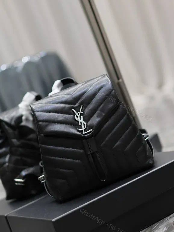 View 6 of Chic Quilted Backpack with YSL Emblem - Luxury Everyday Carry