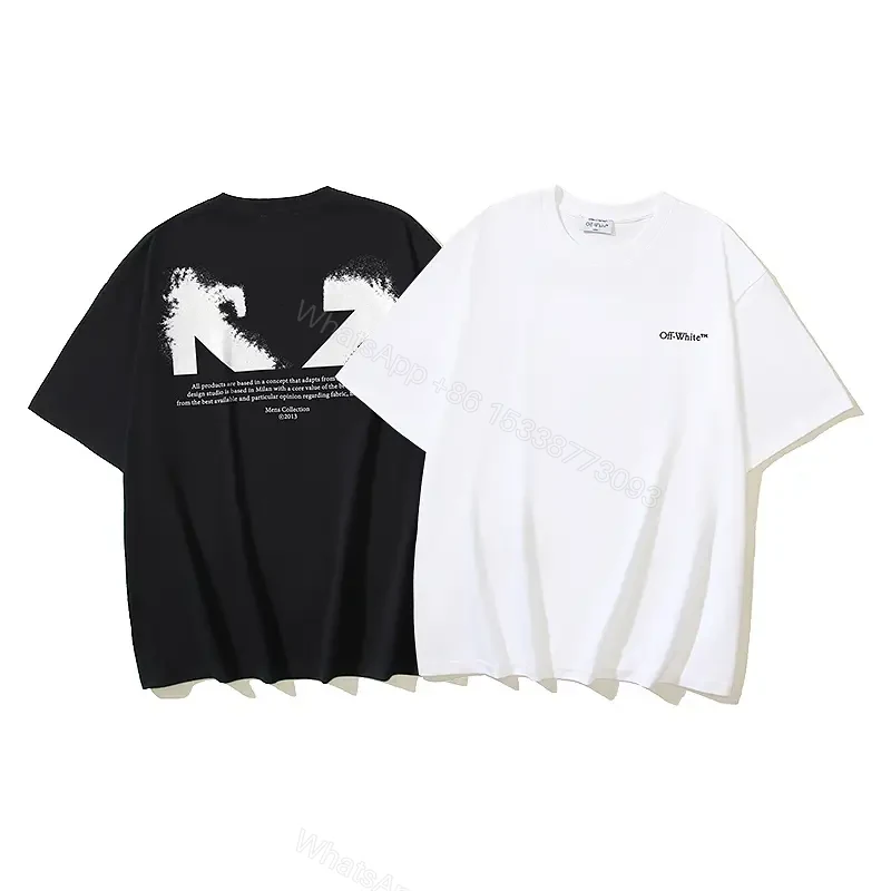 White Cotton Oversized Tee with Off-White Logo Short Sleeve T-Shirt — view 1