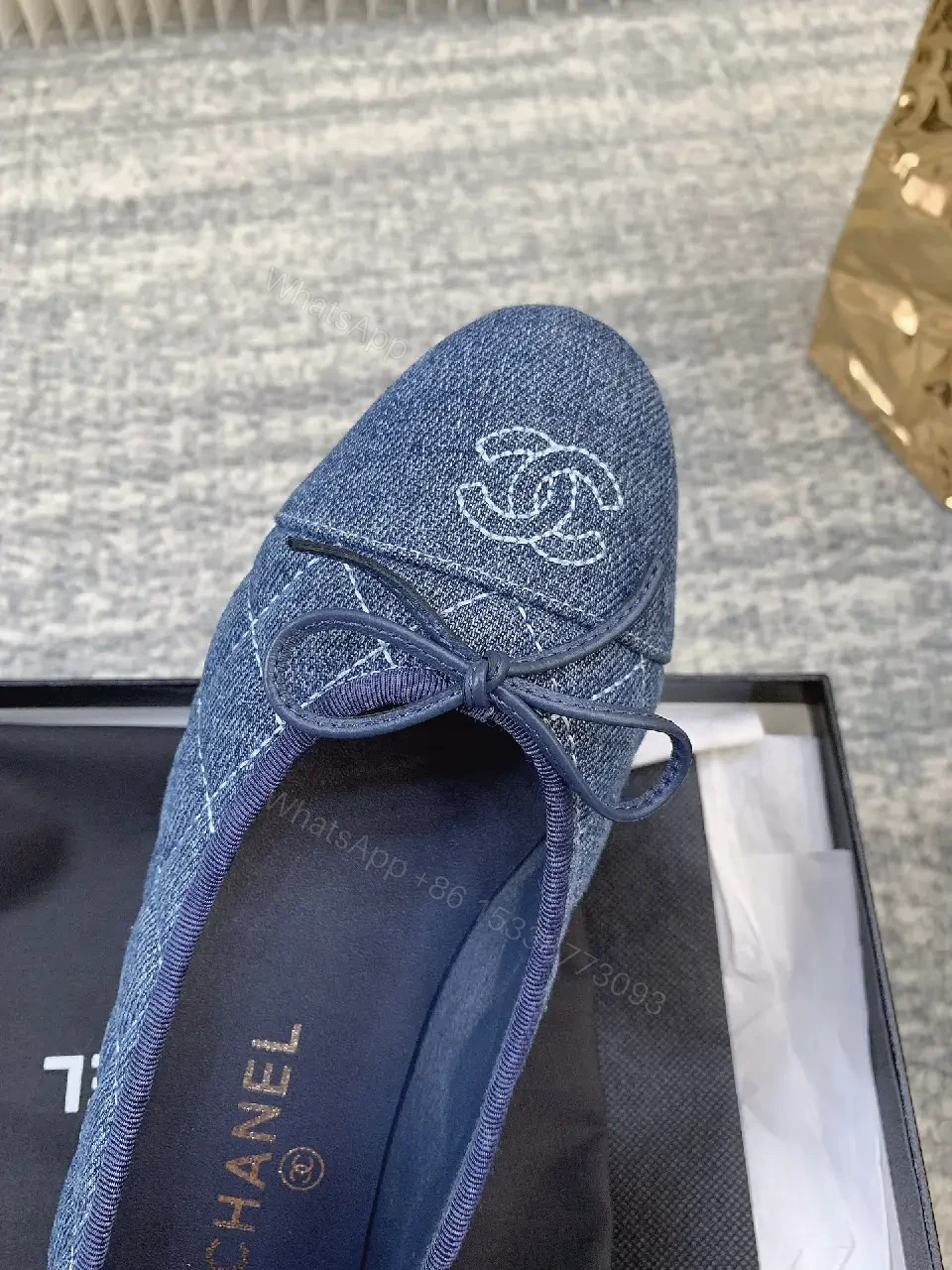 View 3 of Navy Denim Slip-Ons: Subtle Logo Comfort Shoes