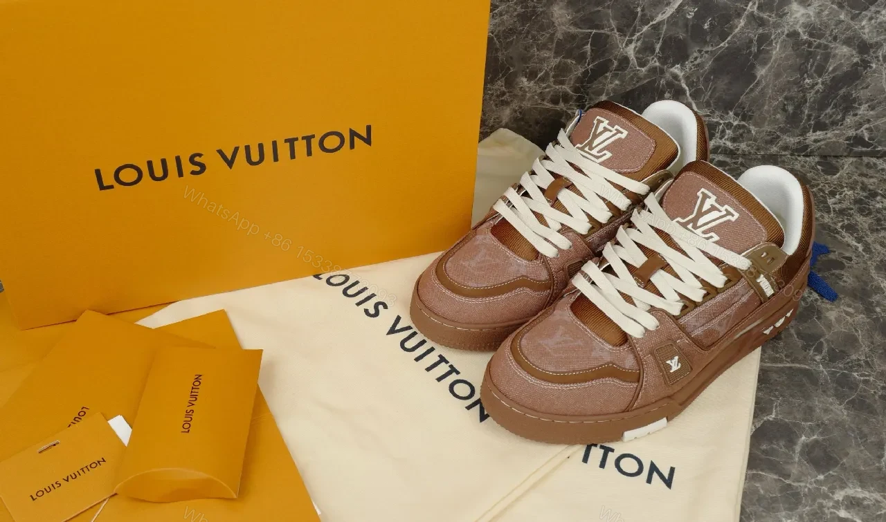 Brown Leather & Mesh Louis-Style High-Top Sneakers, Cushioned Comfort — view 1