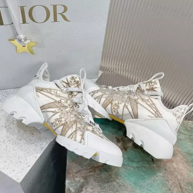 View 4 of DIOR D-CONNECT SNEAKERS WOMEN REVE D’INFINI TECHNICAL FABRIC WHITE/GOLD – CD195