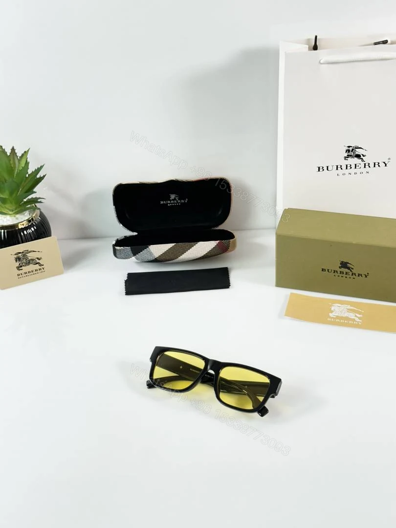 View 4 of First Copy Burberry 4358 Black Yellow Luxury Designer Sunglasses