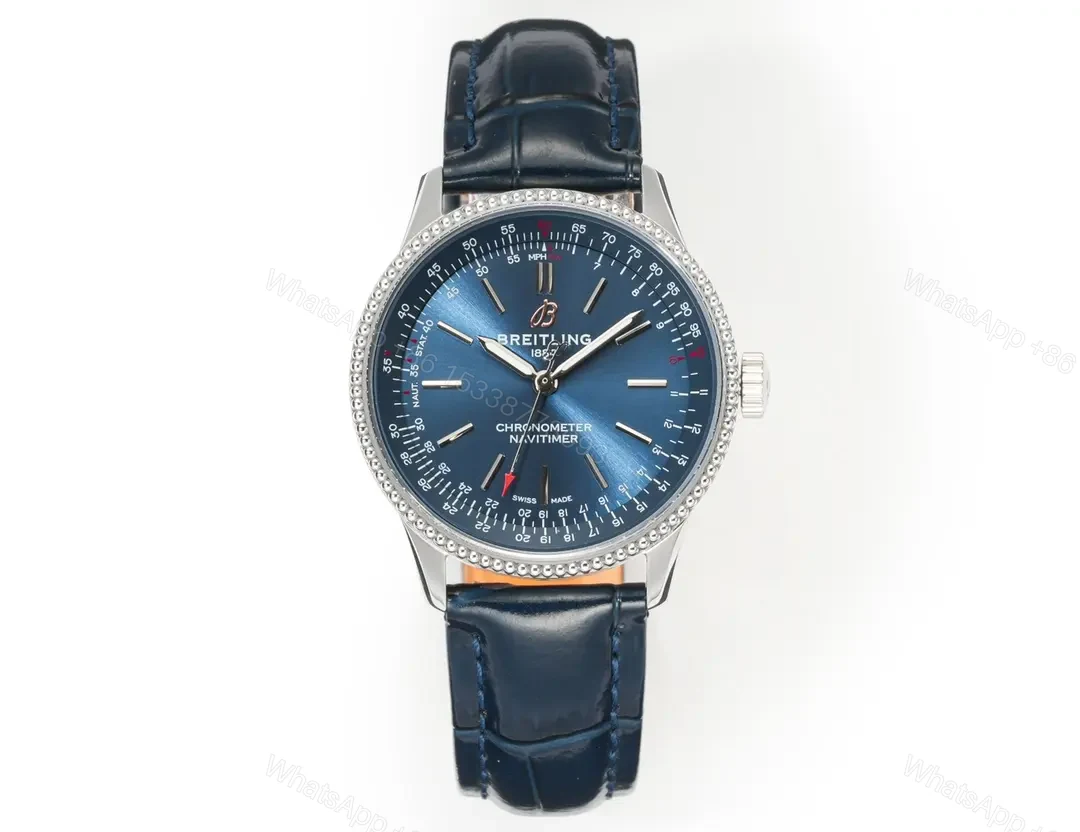 V9 Factory Breitling Women’s Navitimer Automatic Watch – Blue Dial, Stainless Steel Case, Leather Strap — view 1
