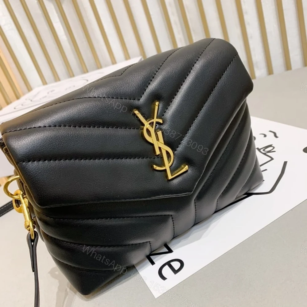 View 4 of Saint Laurent Loulou Toy Strap Bag In Quilted Y Black With Bronze Toned Metal Hardware 20Cm 678401DV7071000
