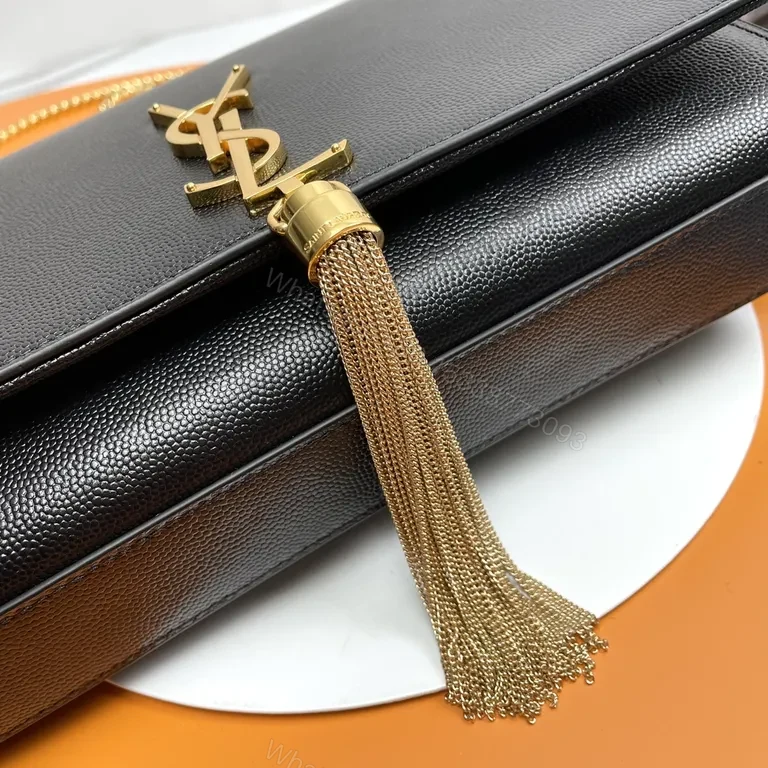 View 3 of Chic Black Leather Crossbody with Gold Logo
