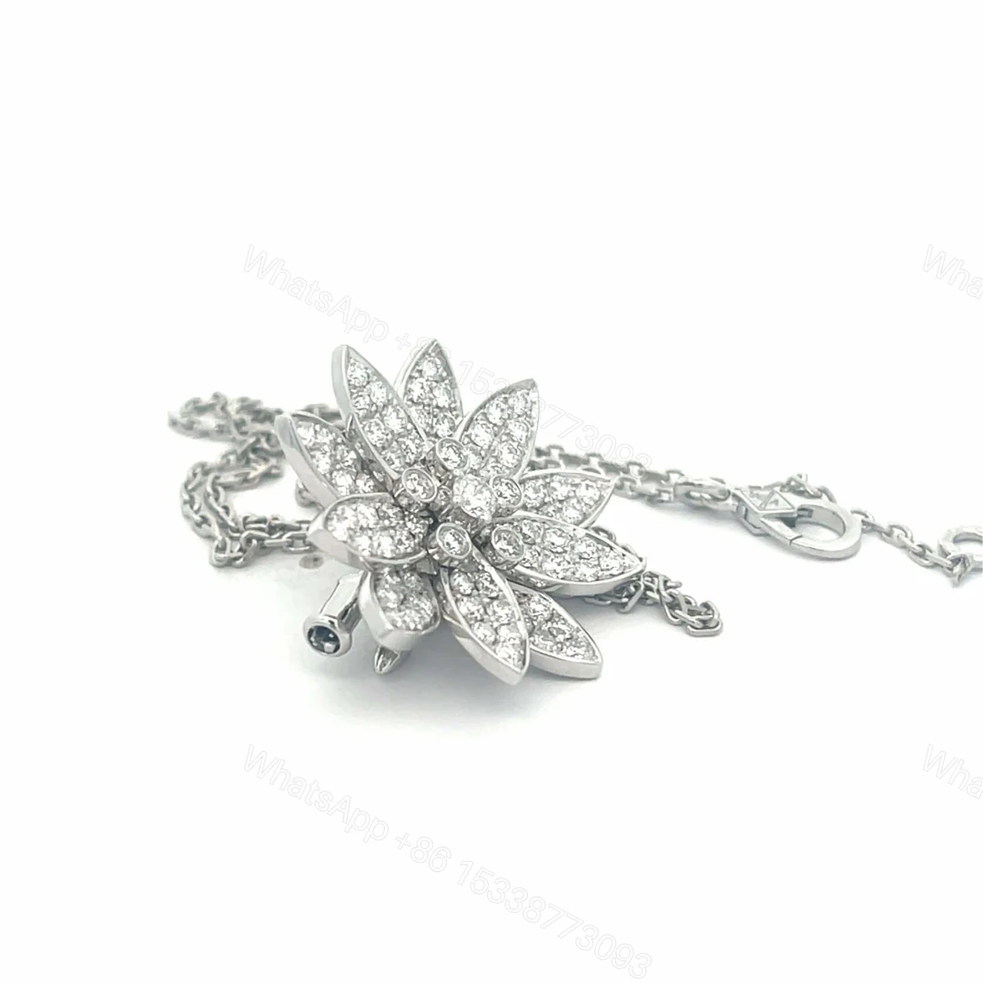 View 4 of Van Cleef & Arpels Lotus White Gold Clip Pendant & Brooches