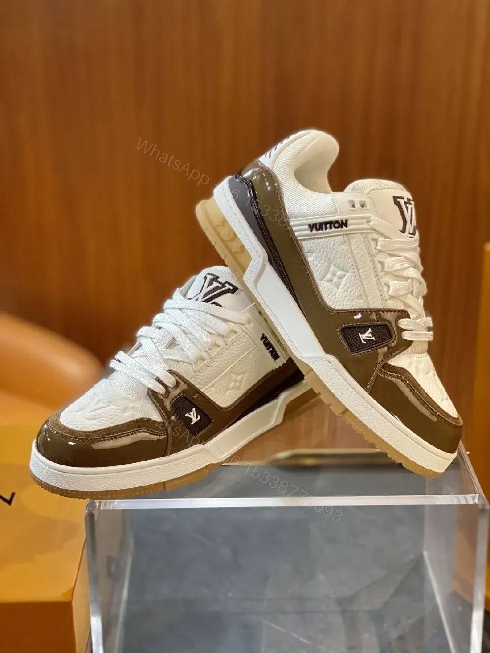 View 3 of Ivory & Brown Luxury Trainer: Modern Designer Comfort
