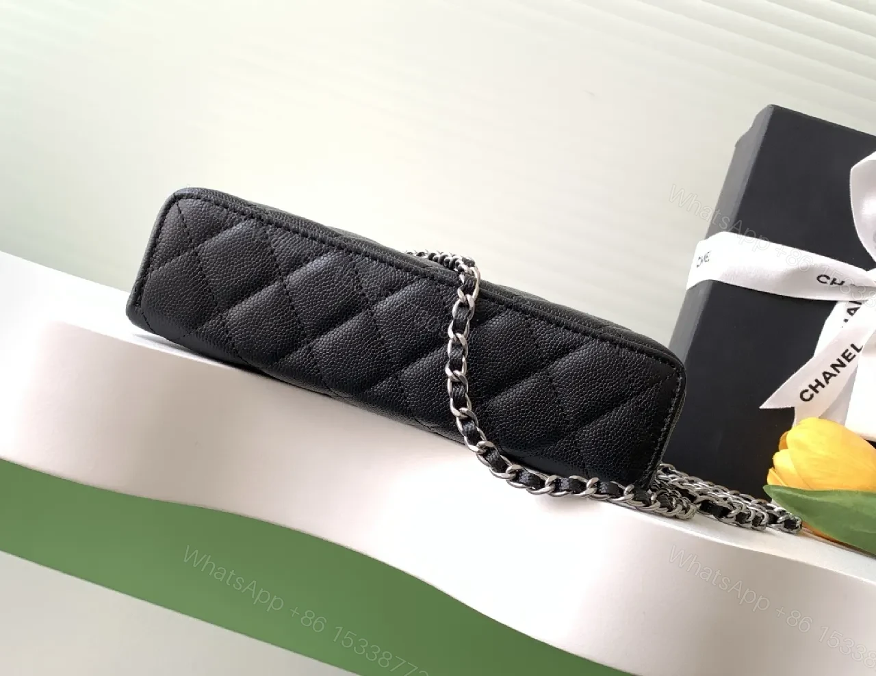 View 2 of Quilted Black Calf Leather Compact Handbag - Chic Versatile Luxury