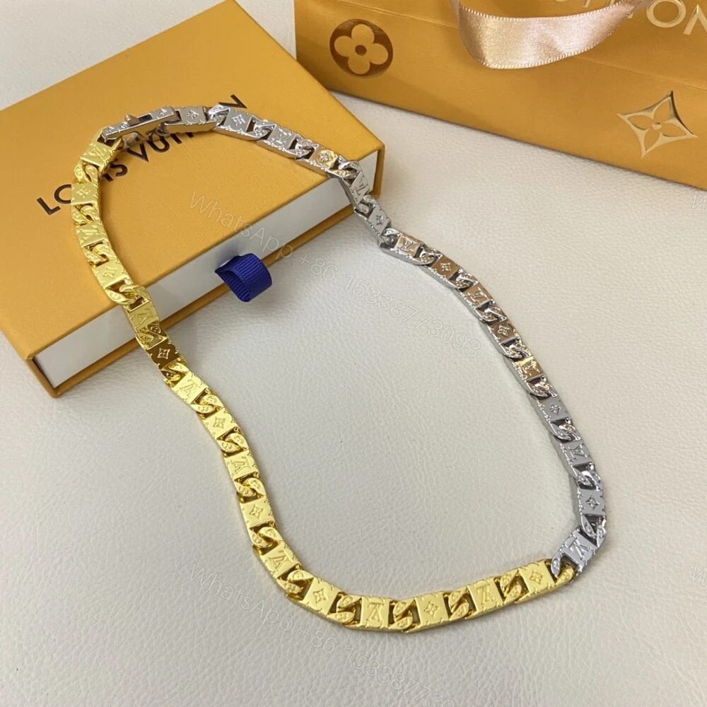 View 5 of Louis Vuitton Monogram Tied Up Necklace Gold And Silver