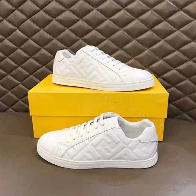 View 4 of FENDI WHITE NAPPA LEATHER LOW TOP SNEAKERS – FD09