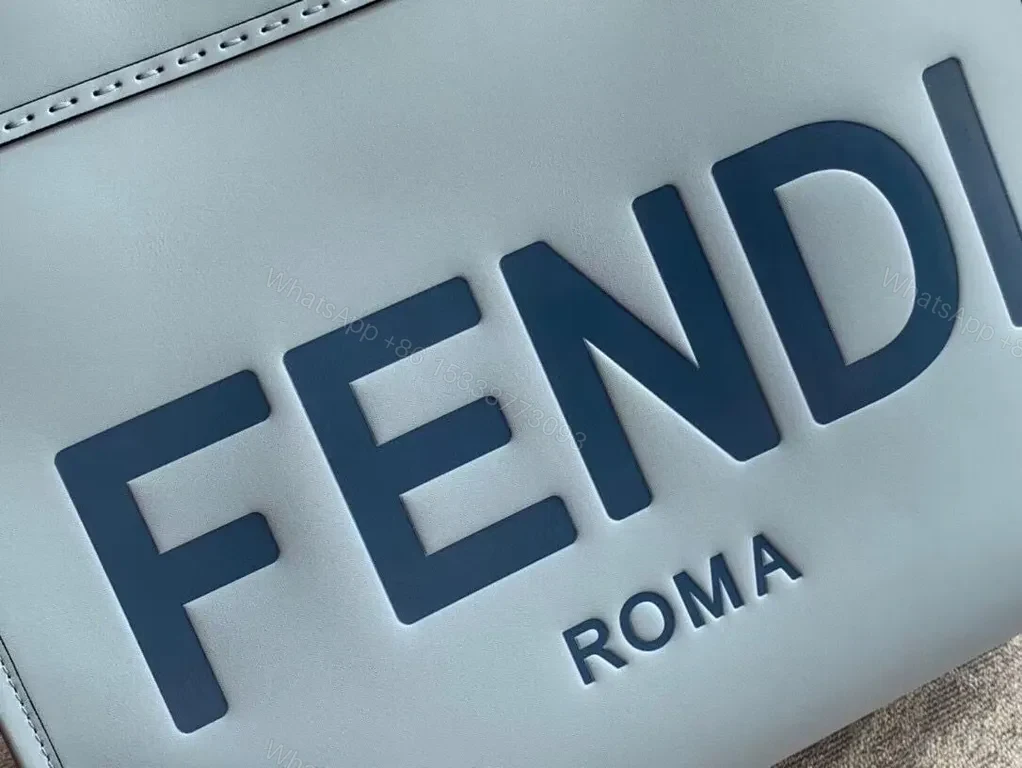 View 2 of Pastel-Blue FENDI-Inspired Structured Tote: Logo Lux Tote, 1-of-a-kind