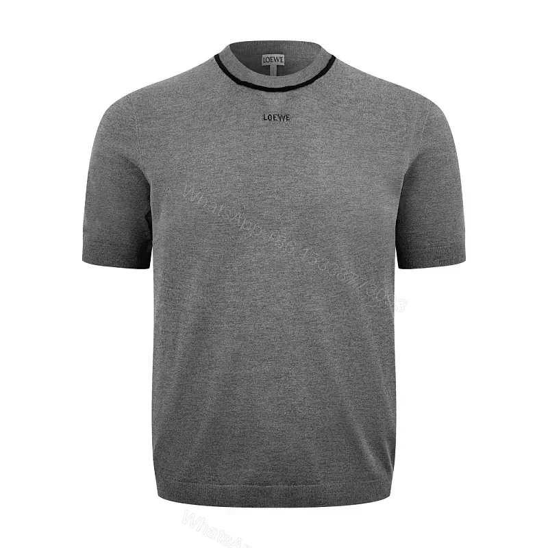 Grey Mélange Knit Tee — Subtle Trim, Modern Comfort, Premium Casual — view 1
