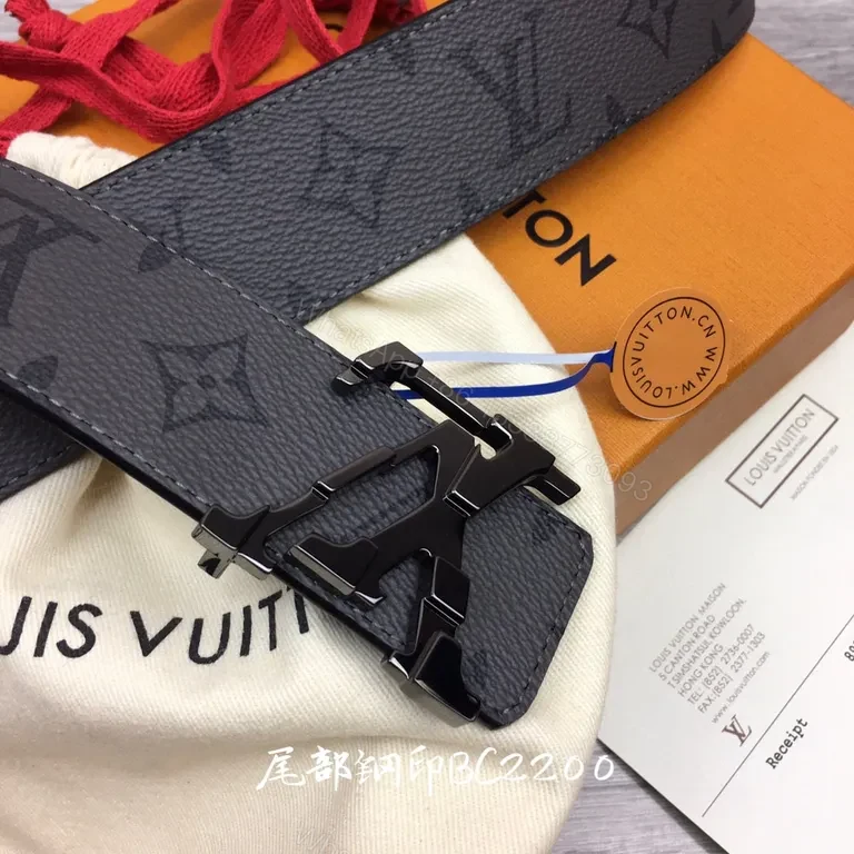 View 5 of Black Calf LV Monogram Belt - Timeless Luxury Belt