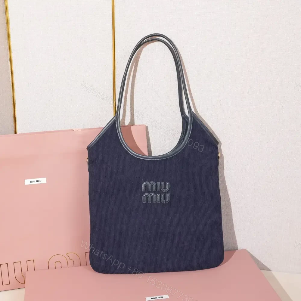 View 3 of 高仿miumiu繆繆*IVY系列5BG231限定款Tote包海軍藍免檢版