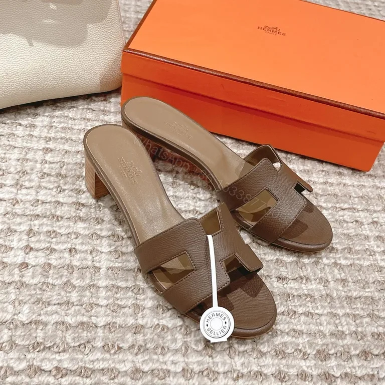 View 5 of Brown Leather Hermes-Style H-Strap Sandals - All-Day Comfort