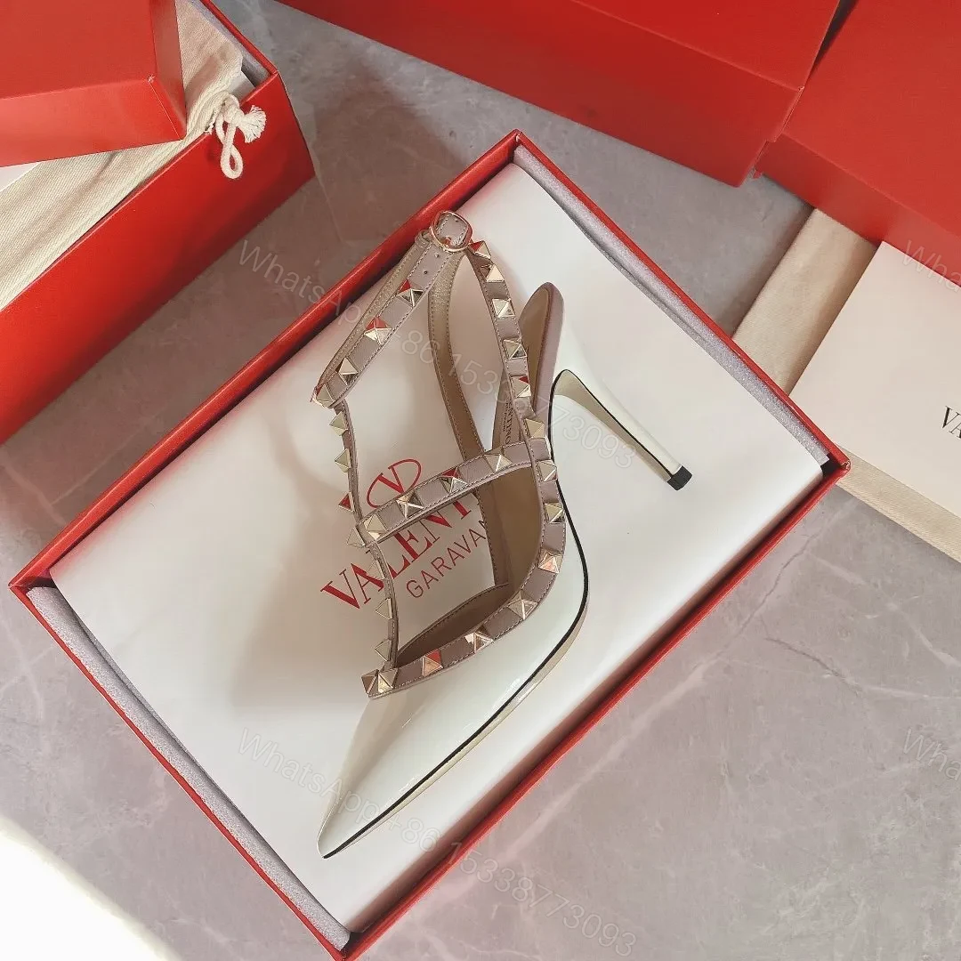 View 4 of Valentino Women White Patent Leather Rockstud Pumps