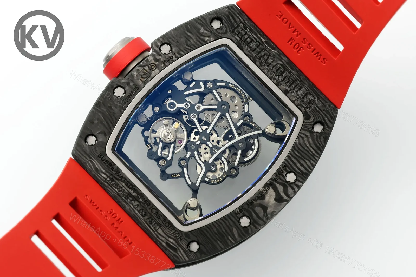 View 6 of KV Factory KV Richard Mille RM055 Skeleton Watch, Red