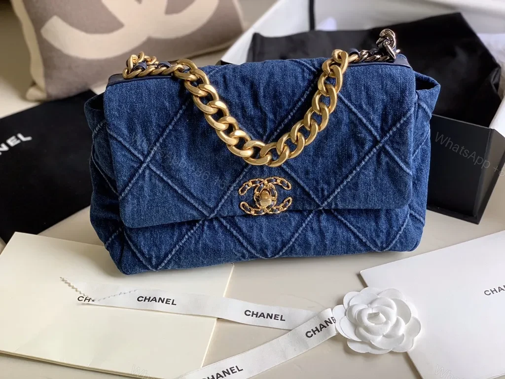 View 5 of Denim Velvet Chanel-Inspired Shoulder Bag: Modern Luxury