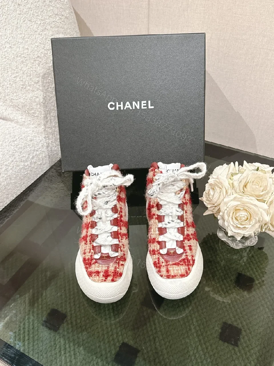 View 6 of Textured Boucle High-Tops with Luxe Accents Sneakers