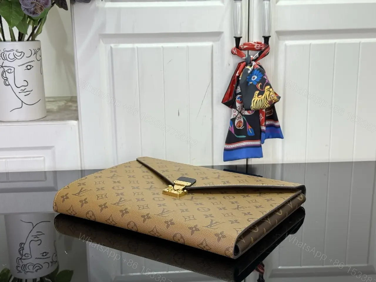View 2 of Classic Monogram Clutch: Coated Canvas, Gold Lock, Envelope