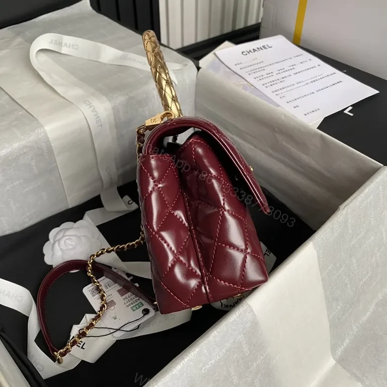 View 6 of Chic Quilted Satchel with Gold Chainâ€”Elegant, All-Day Luxury Bag