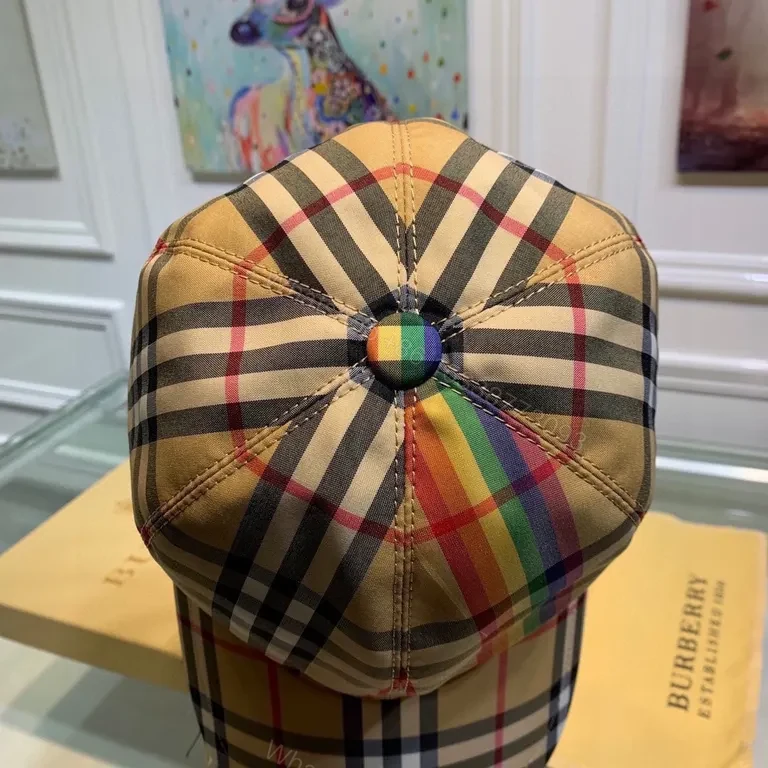 View 9 of Signature Burberry Plaid Cap: Premium Cotton-Twill, Unisex Style