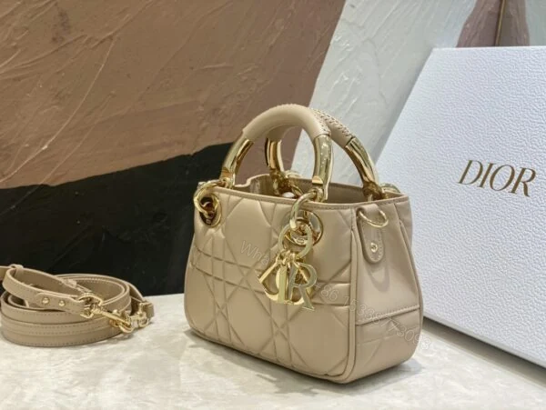 View 6 of Dior Lady Women’s Handbag Beige Super Smooth Leather 20x13x8cm