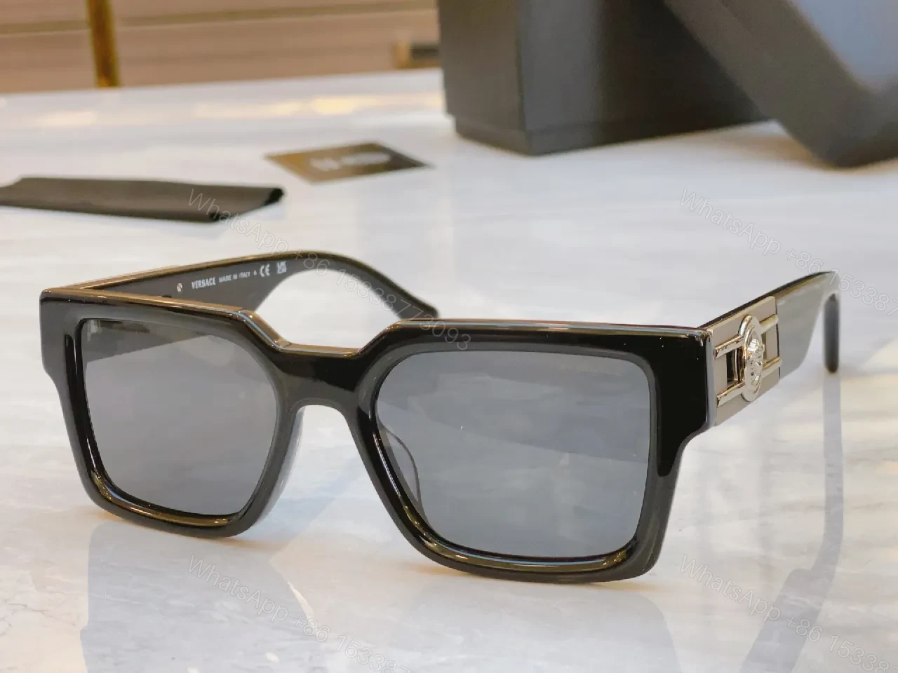 View 7 of Deep Tone Frame Luxe Sunglasses with Signature Hardware