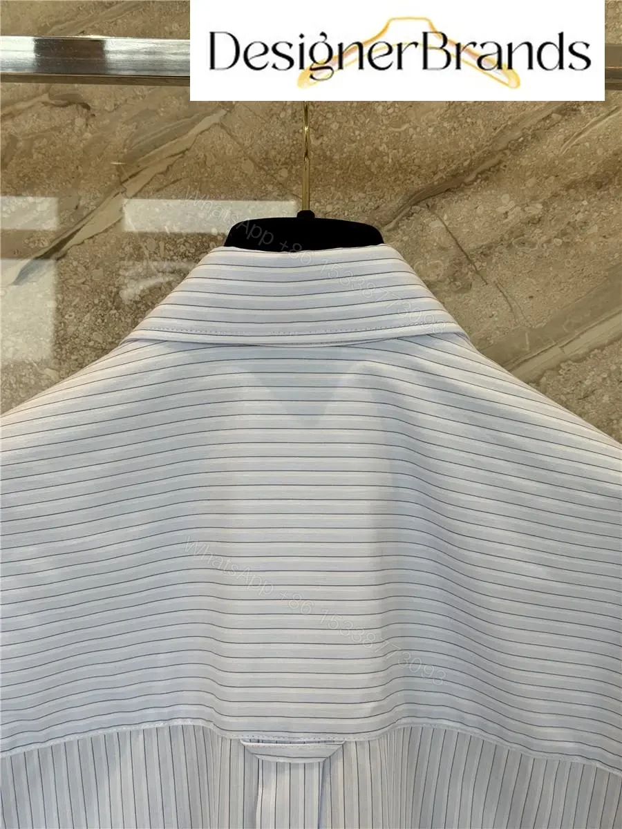 View 7 of Chanel Blue and White Striped Cotton Poplin Shirt