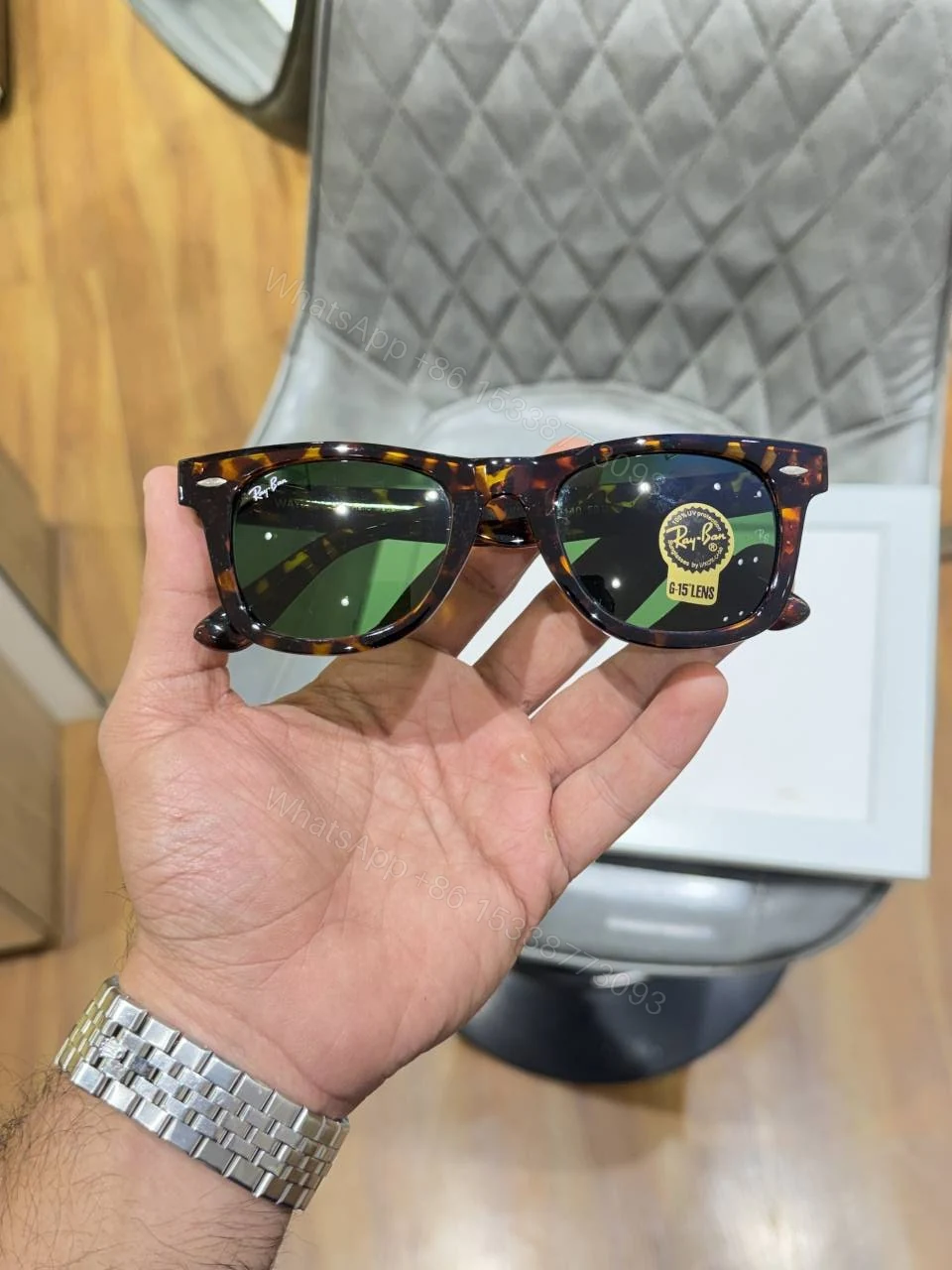 View 2 of First Copy Ray-Ban 2140 Tiger Green Sunglasses UV Protected Premium Quality