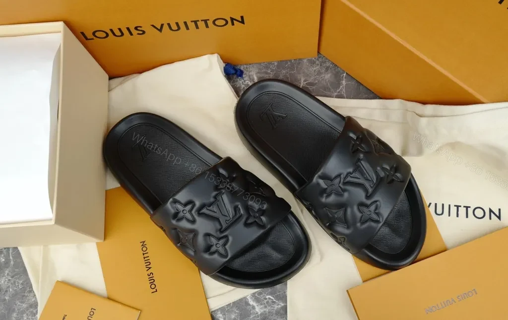 Chic LV-Textured Leather Sandals with Monogram Strap — view 1