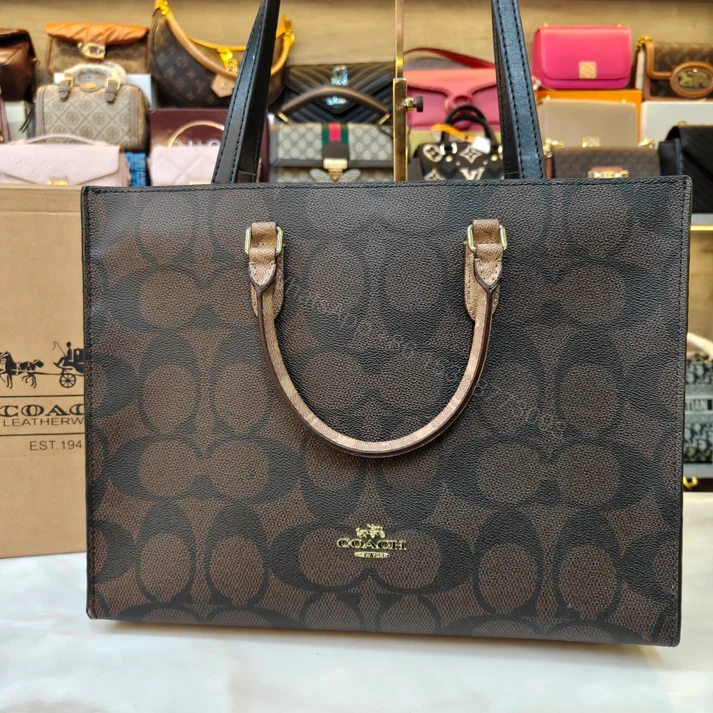 View 15 of FIRST COPY COACH MAGGIE TOTE BAG ULTRA PREMIUM EDITION IN CHOCOLATE BROWN