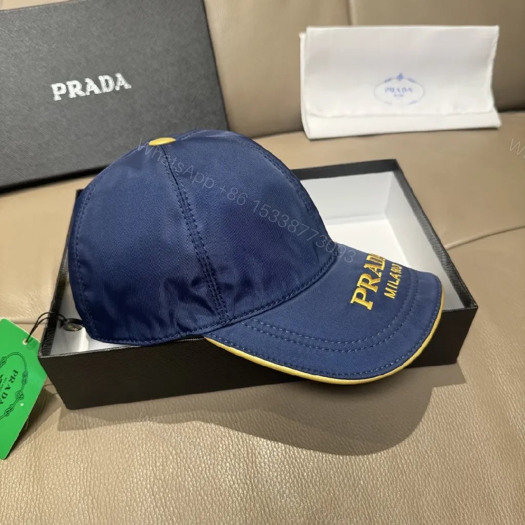 View 5 of Navy Nylon Cap: Luxe Six-Panel, Gold Accent, PRADA-Inspired