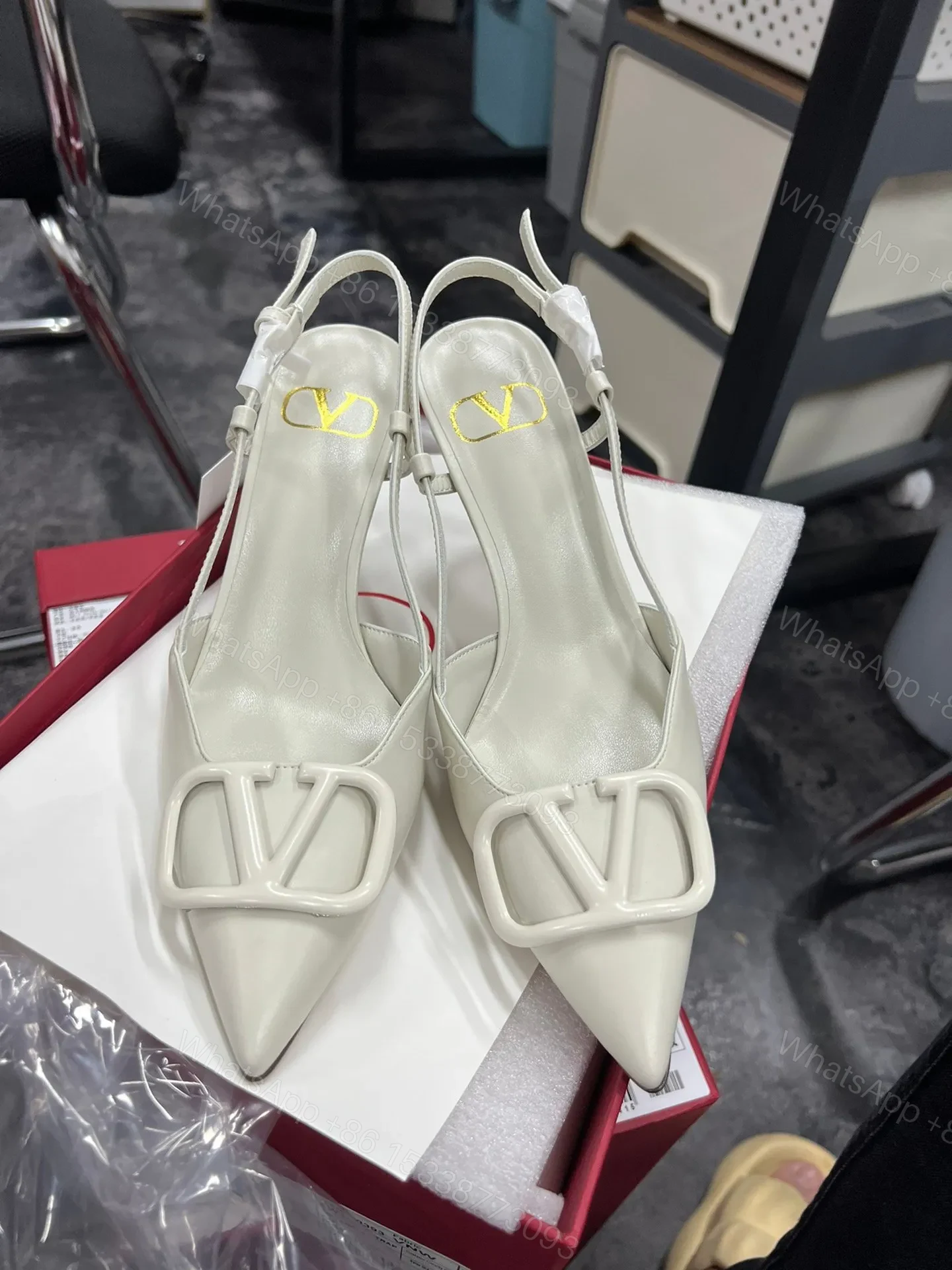 Valentino Women White Slingback Leather Pumps — view 1