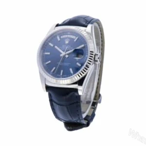 View 2 of Rolex Day-Date 118139-0004 V5 Stainless Steel Blue Dial Super Clone : 36mm White Gold-Tone President with Roman Numerals and Caliber 3155