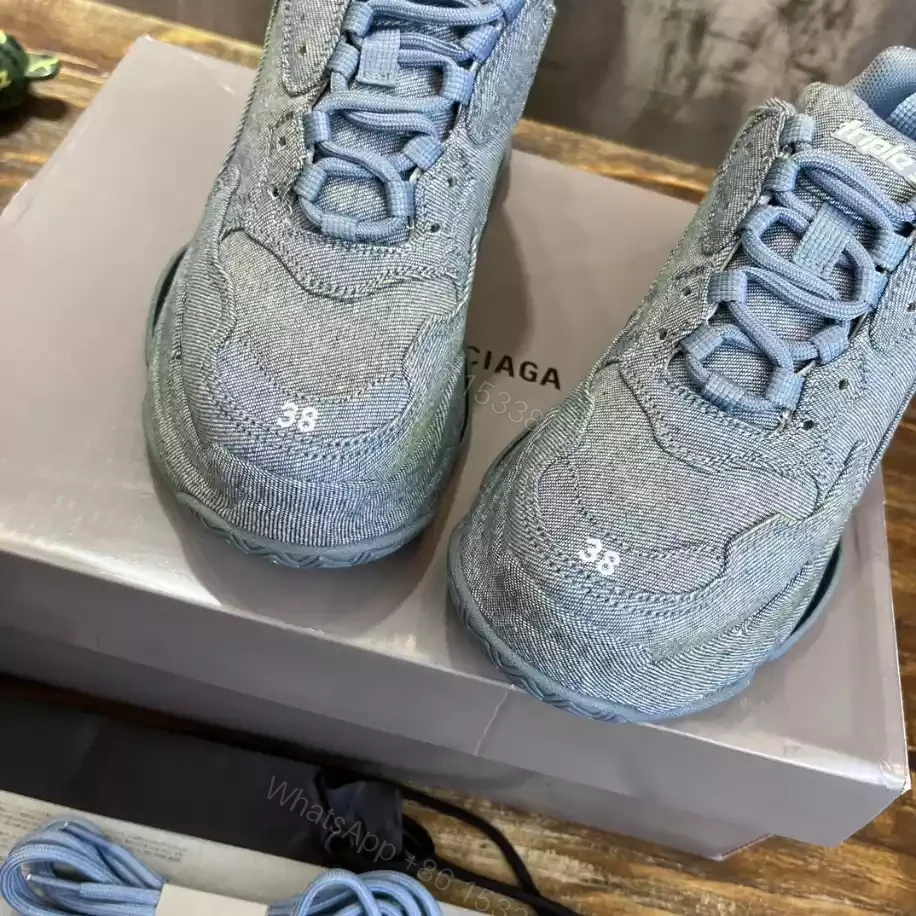 View 5 of BALENCIAGA WOMEN’S TRIPLE S SNEAKER DENIM IN BLUE – BB255