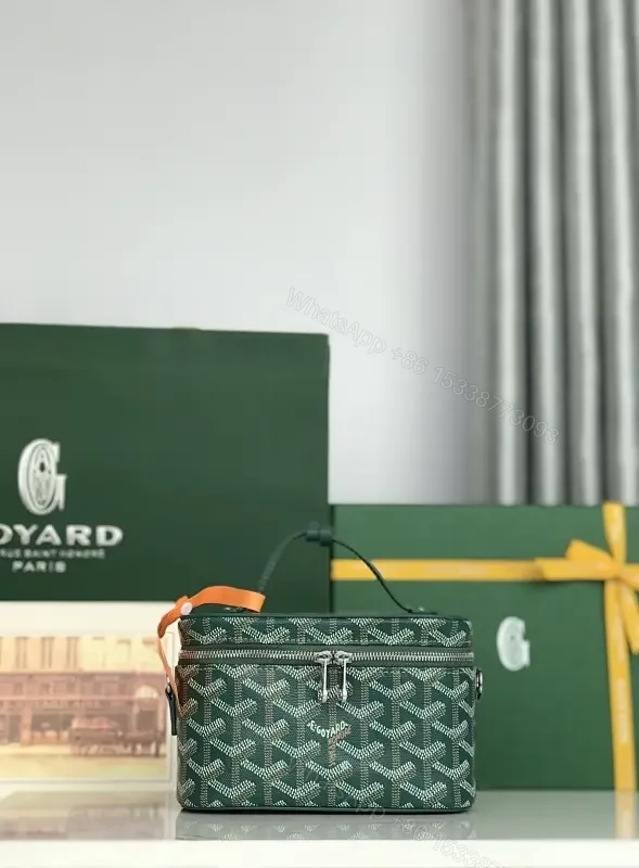 Goyard-Inspired Textured Compact Case with Luxe Hardware — view 1