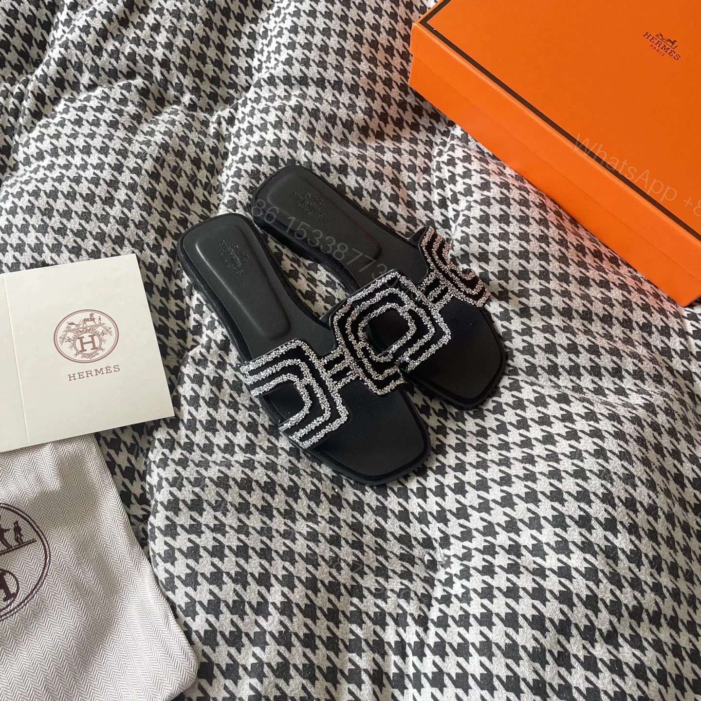 View 2 of HERMES ORAN SANDAL CRYSTLE BLACK H212010Z 02360