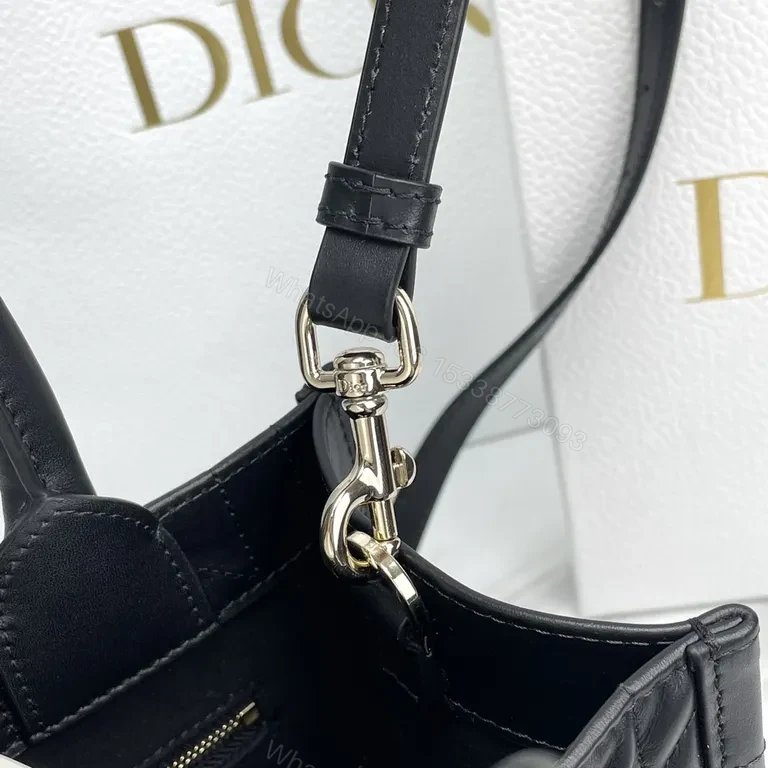 View 4 of Chic Black Quilted Dior-Handbag with Charm