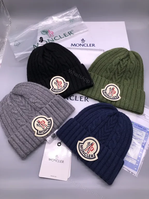 Chic Wool Beanie: Luxury Knit with Moncler Badge — view 1