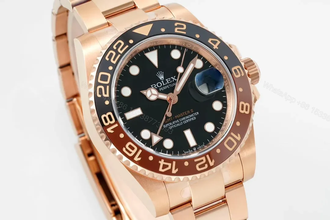 View 2 of C+ Factory Clean Factory EWE V5 Rose Gold GMT Black Dial Watch